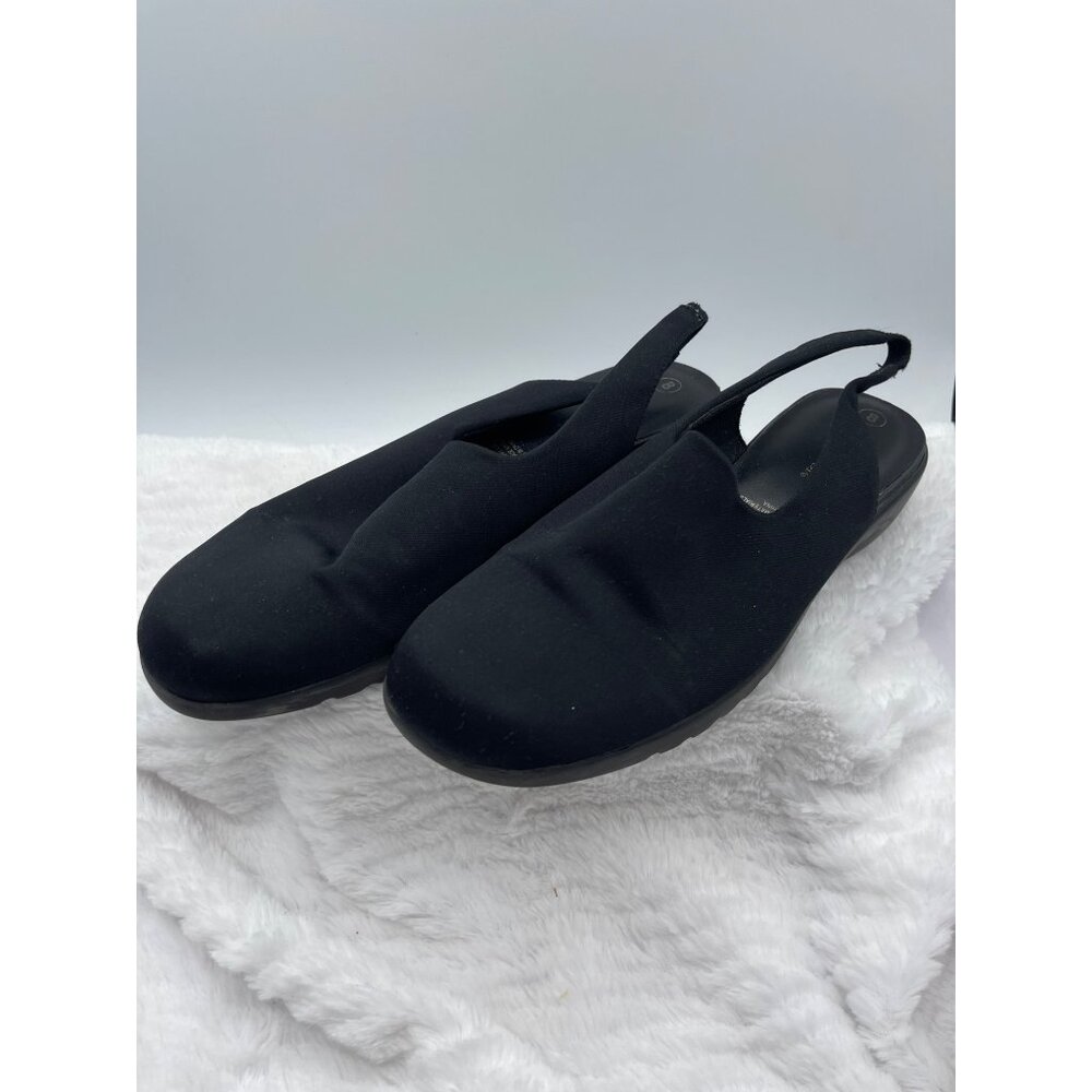 Vintage Fanfares Black SquareToe Slingback Pumps Size 8 - Picture 2 of 10